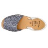 Women's Flat Sandals grey Glitter Sequins Avarca Menorquina Leather BackStrap Menorca Shoes 275 C. Ortuño Spain