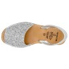 Women's Flat Sandals Avarca Menorquina silver Glitter Menorca Shoes with Sequins Leather Strap 275 C. Ortuño Made in Spain