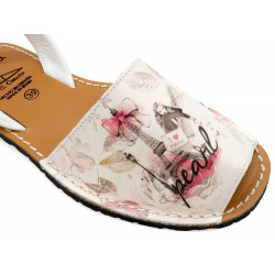 Damen Sandalen Leder Avarca Menorquina beige Paris Eifelturm Menorca Sommerschuhe Abarca C. Ortuño 331