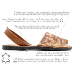 Damen Sandalen Leder Avarca Menorquina braun Blumen Muster Menorca Sommerschuhe 511 C. Ortuño outlet günstig