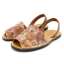 Damen Sandalen Leder Avarca Menorquina braun Blumen Muster Menorca Sommerschuhe 511 C. Ortuño outlet günstig