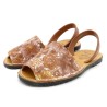 Damen Sandalen Leder Avarca Menorquina braun Blumen Muster Menorca Sommerschuhe 511 C. Ortuño outlet günstig