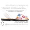 Damen Sandalen Avarca Menorquina Leder spanische Menorca Sommerschuhe Echtleder weiß Blumen Muster 505 C. Ortuño Spanien outlet