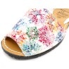 Women's Flat Sandals Leather Avarca Menorquina Spanish Shoes floral white flower print 505 C. Ortuño spain outlet sale