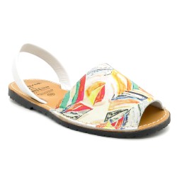 Women's Flat Sandals white colorful Leather Avarca Menorquina Summer Shoes 518 C. Ortuño Spain outlet sale