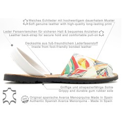 Women's Flat Sandals white colorful Leather Avarca Menorquina Summer Shoes 518 C. Ortuño Spain outlet sale