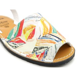 Women's Flat Sandals white colorful Leather Avarca Menorquina Summer Shoes 518 C. Ortuño Spain outlet sale