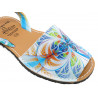 Avarca Menorquina Damen Sandalen Leder Menorca Sommerschuhe flach blau bunt Muster 334 C. Ortuño