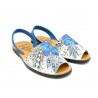 Damen Avarcas Leder Menorca  Sandalen Avarca Menorquina Sommerschuhe blau Blumen-Muster Menorquinas Abarca Ortuno 376