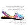 Women's Flat Sandals Leather Avarca Menorquina Summer Shoes floral blue colorful 381 C. Ortuño