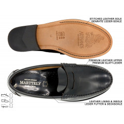 Herren Slipper Leder Business Schuhe Loafer schwarz Ledersohle Goodyear Rahmengenäht Latino Marttely 800