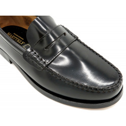 Men's Pull-On Dress Shoes Penny Loafers classic black Goodyear Welted Leather Sole Latino Marttely 800